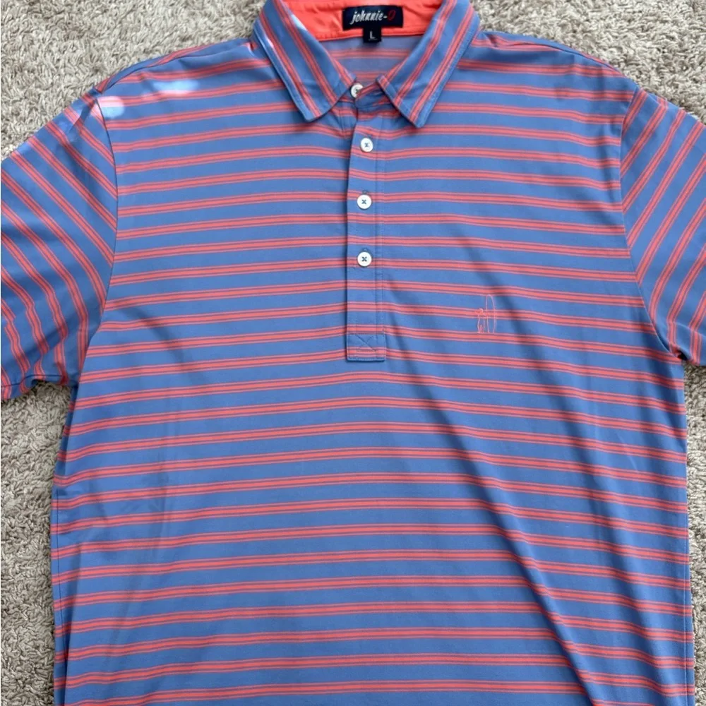 johnnie-O Blue and orange Striped Polo Shirt - Picture 1 of 2